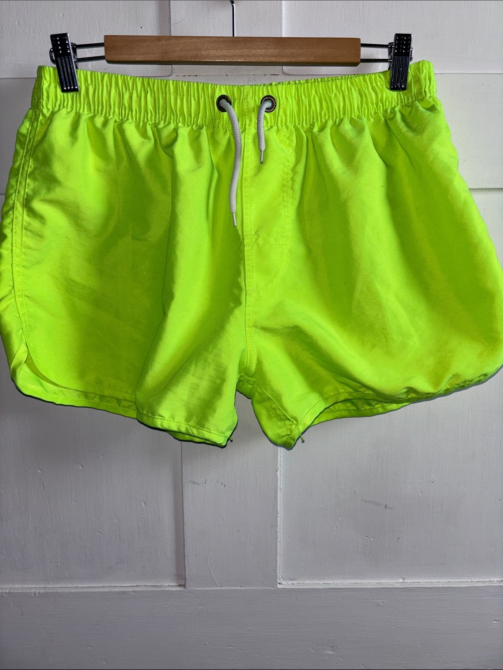 Neon Yellow Athletic Drawstring Shorts Size Large L